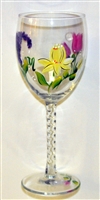 Pastel Spring Floral White Wine Glass