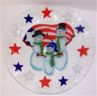 Patriotic Snowman 14 inch Platter
