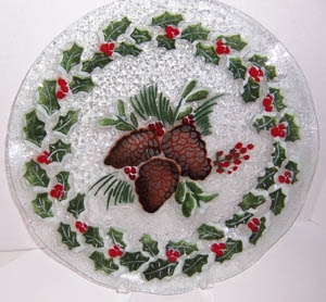 Pine Cone and Holly 14 inch Platter