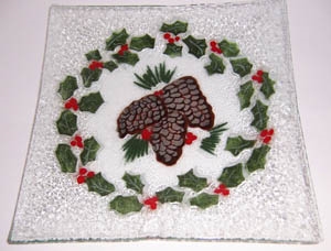 Pine Cone and Holly Large Square Platter