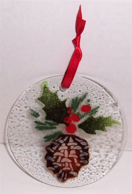 Pine Cone and Holly Suncatcher