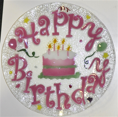 Pink Happy Birthday 14 inch Plate