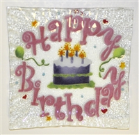 Pink Happy Birthday Small Square Plate