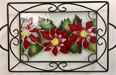 Poinsettia Small Tray (with Metal Holder)