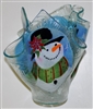 Poinsettia Snowman Large Candleholder