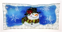 Poinsettia Snowman Rectangle Plate