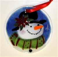 Poinsettia Snowman Suncatcher