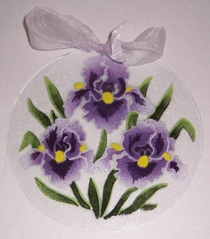 Purple Iris 7 inch Suncatcher