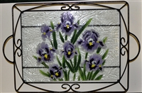 Purple Iris Large Tray (with Metal Holder)