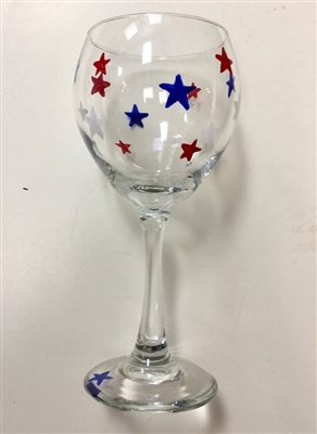 Red, White, and Blue Stars Red Wine Glass