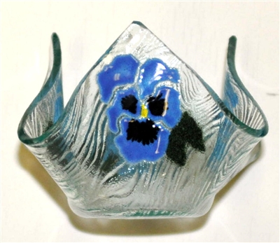 Small Blue Bold Pansy Candleholder