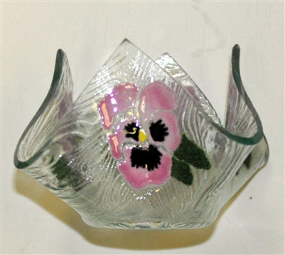 Small Pink Bold Pansy Candleholder