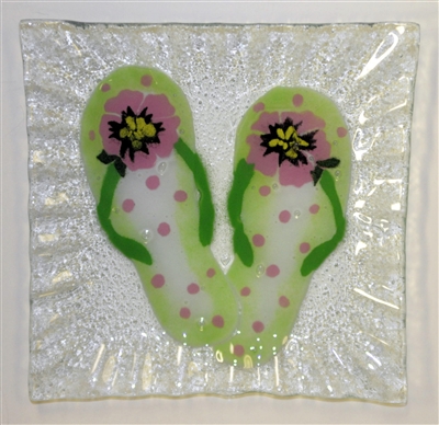 Small Square Green Flip Flop Plate