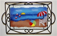 Small Bold Beach Scene Tray (with Metal Holder)