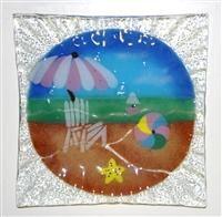 Small Square Pastel Beach Scene Plate