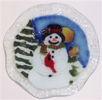 Snowman with Cardinal 9 inch Bowl