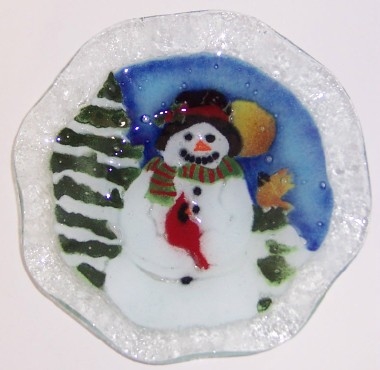 Snowman with Cardinal 9 inch Bowl