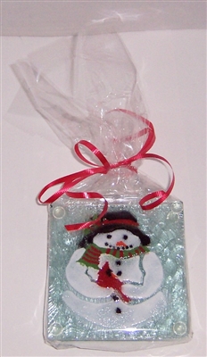 Snowman with Cardinal Coasters