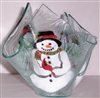 Snowman with Cardinal Large Candleholder