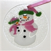 Snowman with Baby Pink Suncatcher