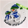 Snowman with Baby "Baby's 1st Christmas" Blue Suncatcher