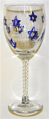 Star of David White Wine Glass