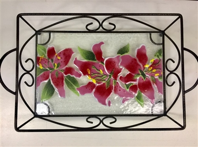 Stargazer Lily Small Tray (with Metal Holder)