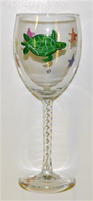 Sea Turtle White Wine Glass