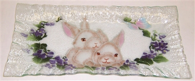 White Bunny Rectangle Plate