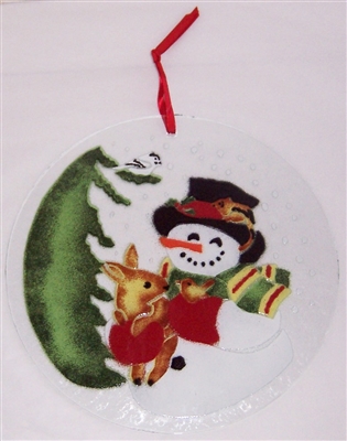 Woodland Snowman 7 inch Suncatcher