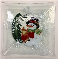 Woodland Snowman Large Square Plate