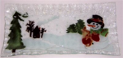 Woodland Snowman Rectangle Plate