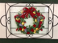 Williamsburg Wreath Large Tray (with Metal Holder)