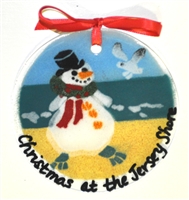 "Christmas at the Jersey Shore" Beach Snowman Suncatcher
