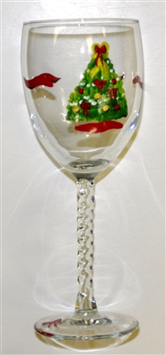 Christmas Tree White Wine Glass