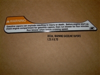DECAL WARNING GASOLINE VAPORS 1.25 X 6.70  110182