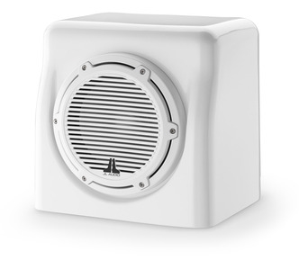 JL Audio FS108-W5-CG-WH: Single M8W5, Fiberglass Sealed Enclosure, White Classic Grille