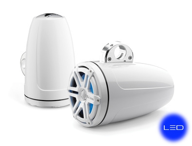 JL Audio 8.8-inch (224 mm)  Enclosed Tower Coaxial System, White Gel-Coat, with Blue LED - M880-ETXv3-SG-WHLD-B