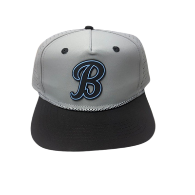 BFP   CLUBHOUSE COLLECTION GREY/BLACK  PVC SCRIPT B  Perf 5-Panel Hat