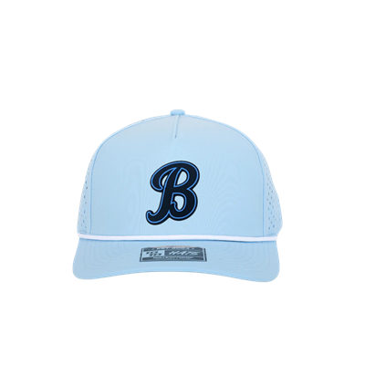 BFP   CLUBHOUSE COLLECTION SKY BLUE/BLACK  PVC SCRIPT B  Perf 5-Panel Hat