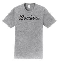 Bombers Fastpitch Athletic Grey Black Script Tee