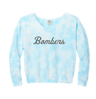 Bombers Fastpitch Script Women's Cloud Tie-Dye V-Neck Sweatshirt