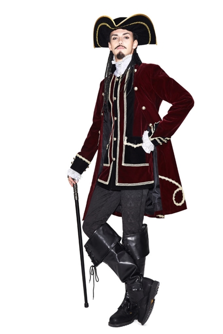 2-PIECE SET JACKET AND VEST RED  GOTHIC PIRATE  STEAMPUNK