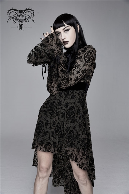 BLACK VICTORIAN LACE HIGH-LOW DRESS