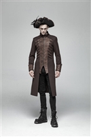 BROWN-PIRATE-MID-LENGTH-COAT GOTHIC PIRATE STEAMPUNK