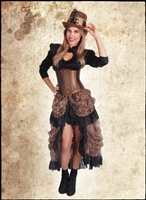 BROWN SATIN UNDER-BUST GOTHIC PIRATE STEAMPUNK