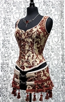 HARDWARE Pirate Gothic Steampunk BELT BURGUNDY-IVORY TAPESTRY