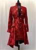 LIONHEART GOTHIC PIRATE STEAMPUNK COAT RED ON RED VELVET BROCADE