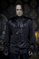 LOUIS XIV SHIRT BLACK SATIN MEN'S PIRATE SHIRT