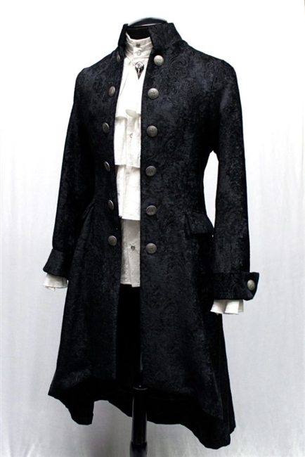 â€˜ORDER OF THE DRAGON COAT â€“ BLACK VELVET BROCADE Pirate coat menâ€™s 17th century frock coat.